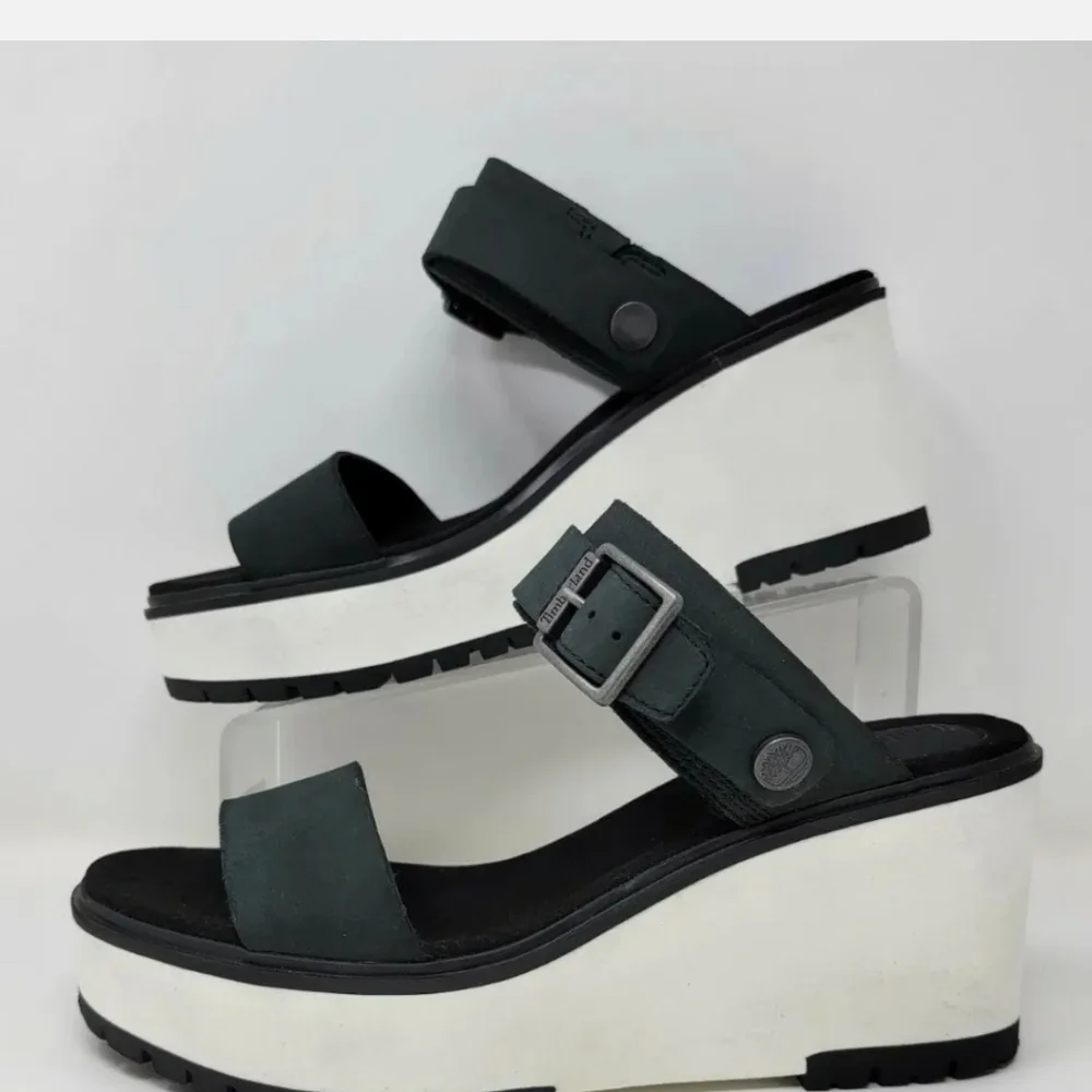 Timberland Women's Koralyn Black & White Sandals Size 9.5 A26SF New